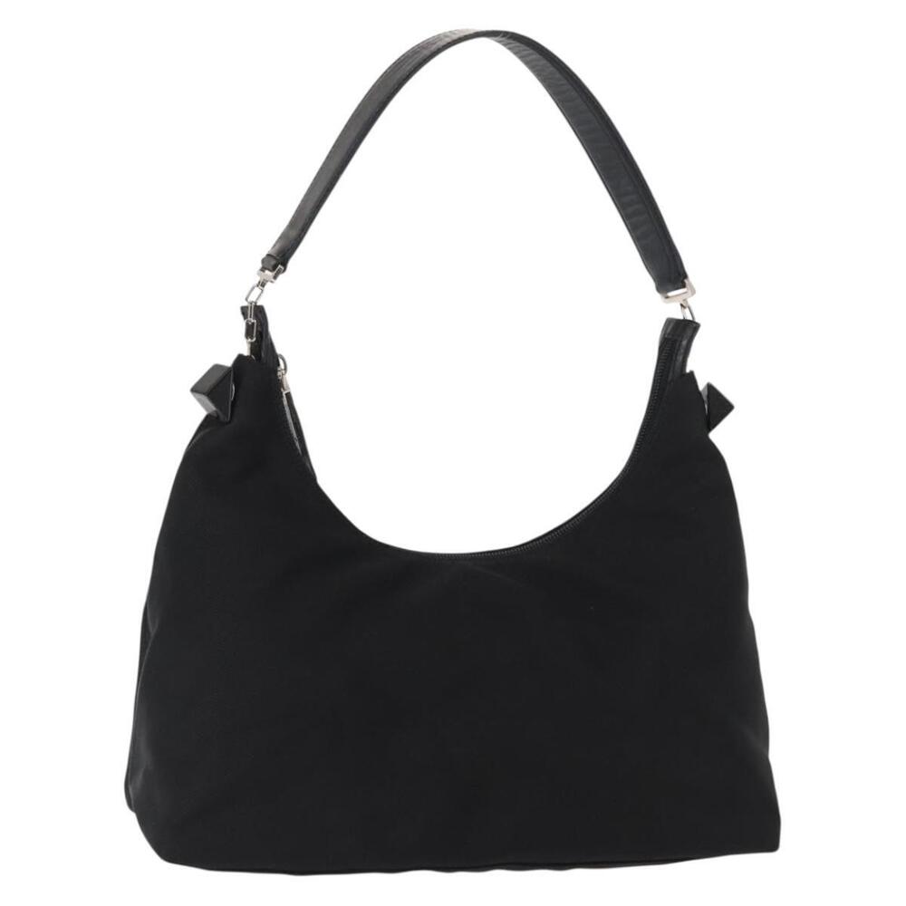 Salvatore Ferragamo Vala Shoulder Bag Nylon Black Silver Auth ka686